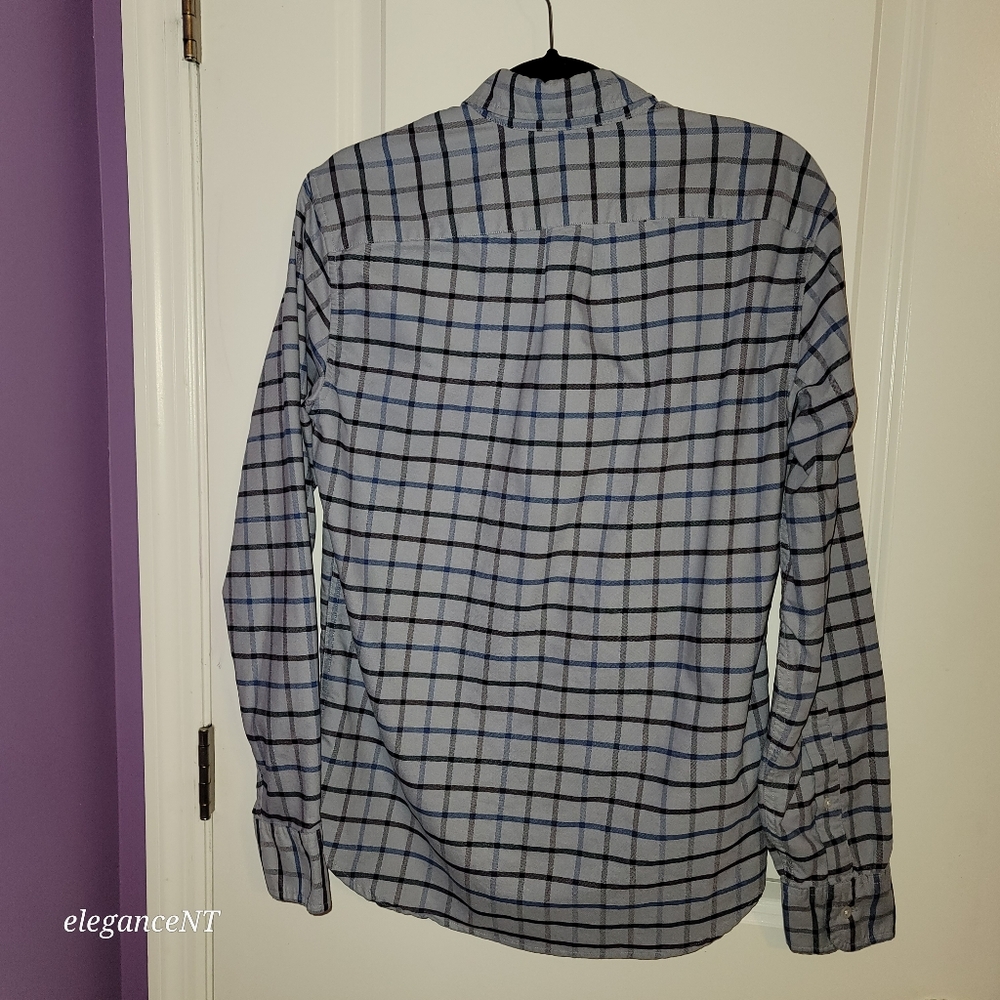 JCrew Blue Men's Blue Plaid Flex Oxford Shirt Sz: Small Slim - Picture 11 of 12